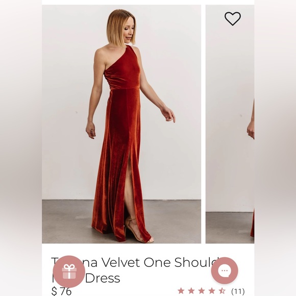 Baltic Born Tatiana Velvet One Shoulder Dress - Rust - Picture 5 of 5